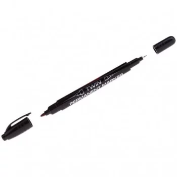 маркер перманентный двухсторонний черный пулевидный 0.5-1мм